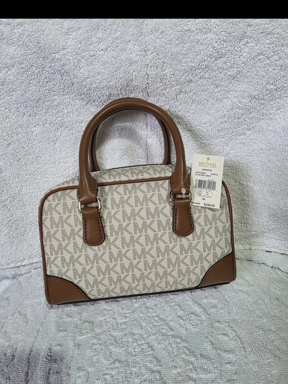 Michael Kors Beige and Brown Logo Satchel